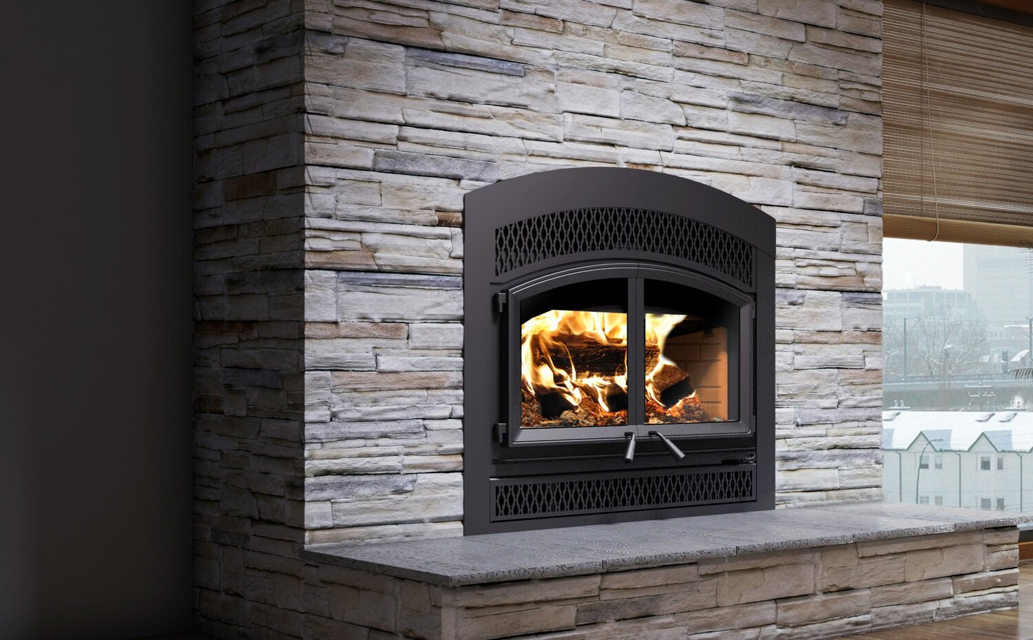 WATERLOO - ARCHED FACEPLATE WOOD FIREPLACE