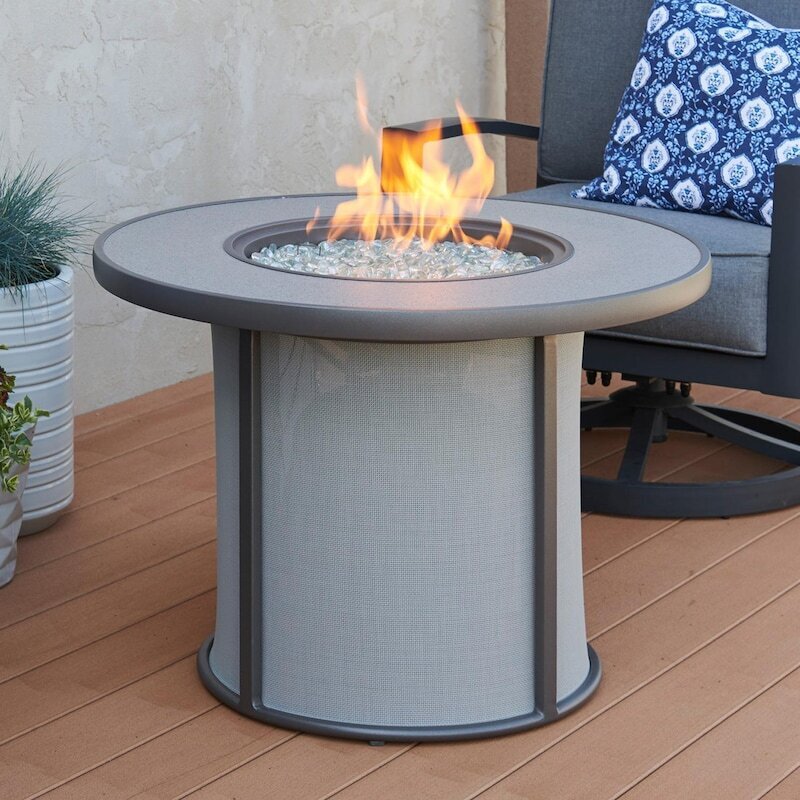 Grey Stonefire Round Gas Fire Pit Table