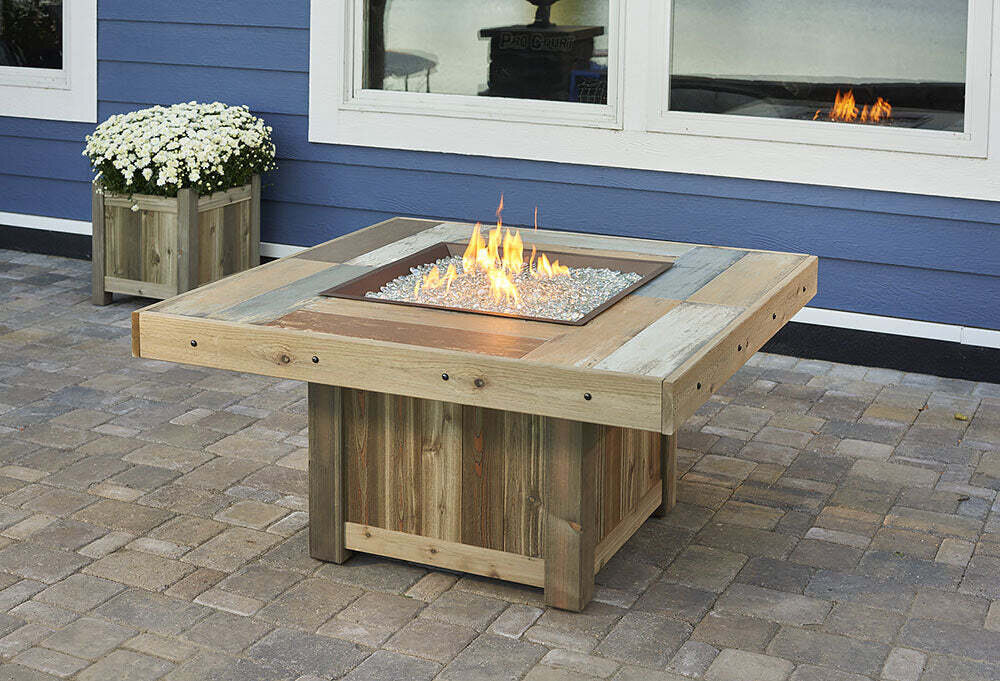 Vintage Square Gas Fire Pit Table