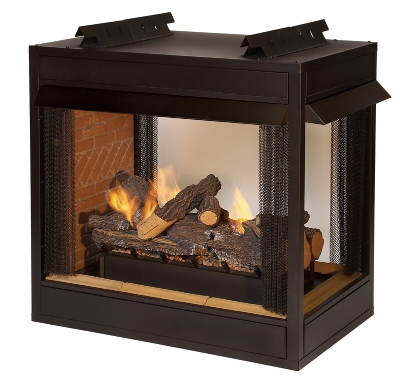 Jefferson Vent-Free Peninsula & See-Through Fireboxes, Premium 36