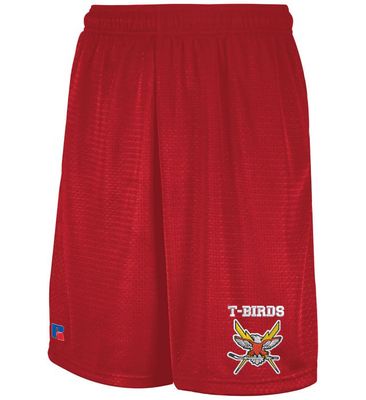 Red Mesh Shorts With Pockets