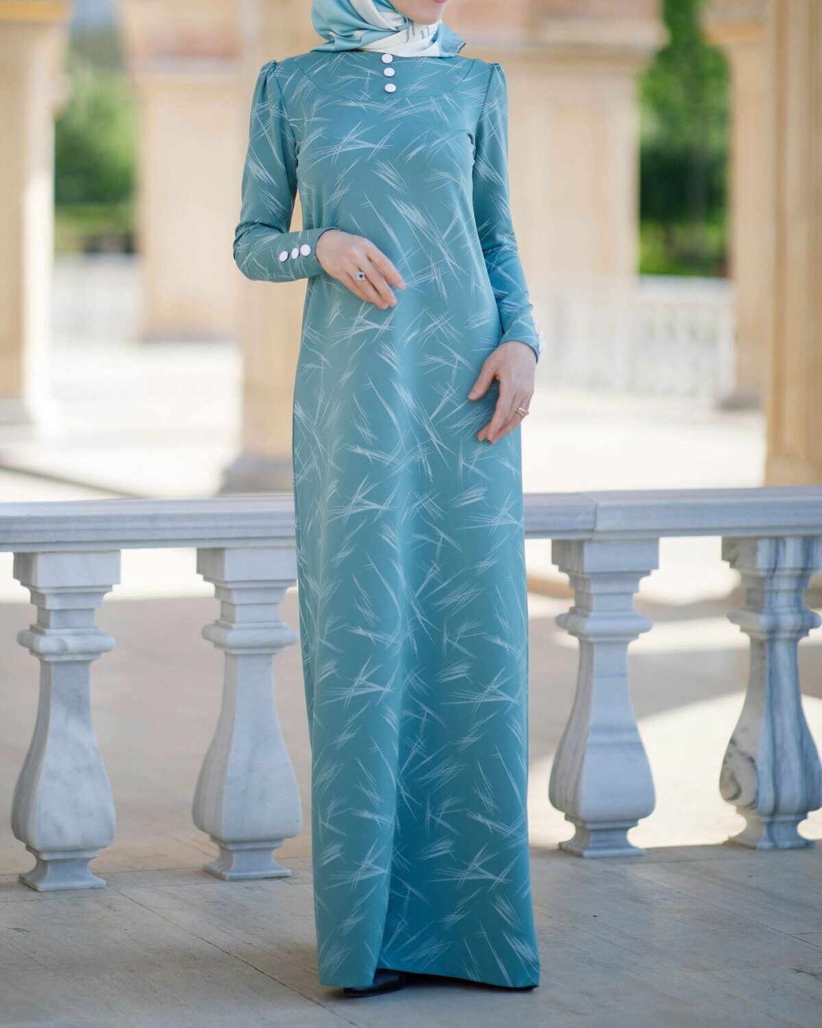 WARMES A-LINEIEN KLEID MIT KNOPFDETAIL (Türkis)