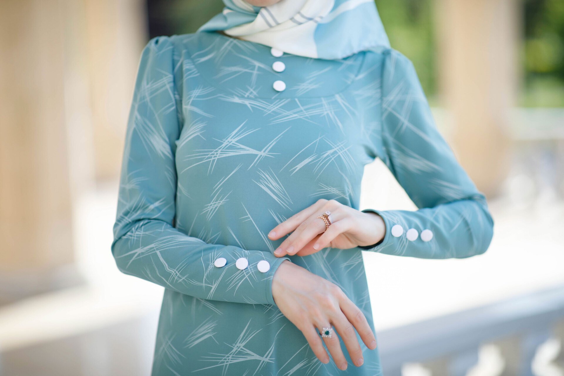 WARMES A-LINEIEN KLEID MIT KNOPFDETAIL (Türkis)