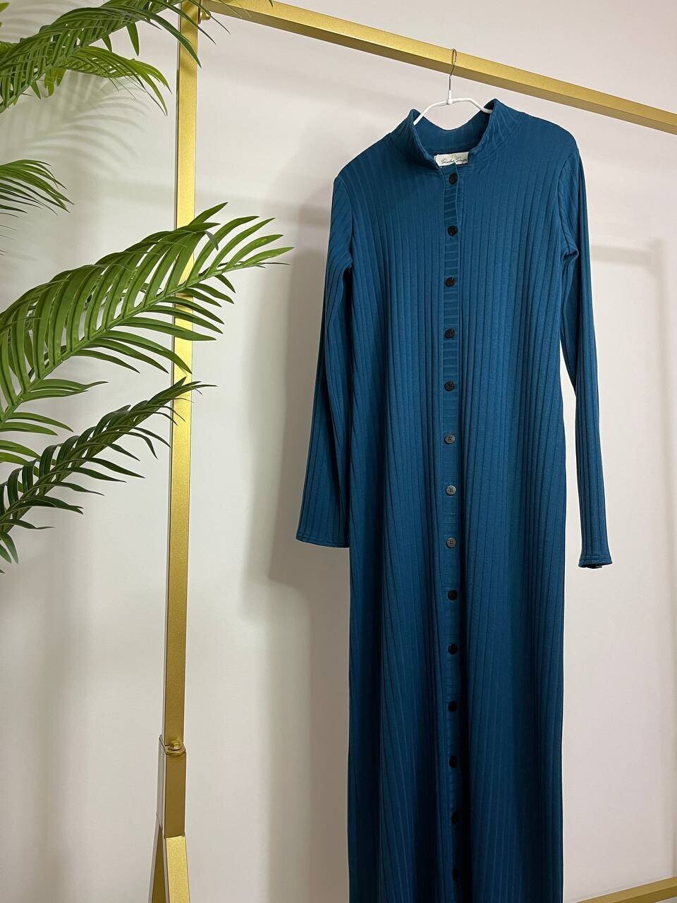 GERIPPTES KLEID MIT KNOPFLEISTE, Größe: S, Farbe: Pacific Blau