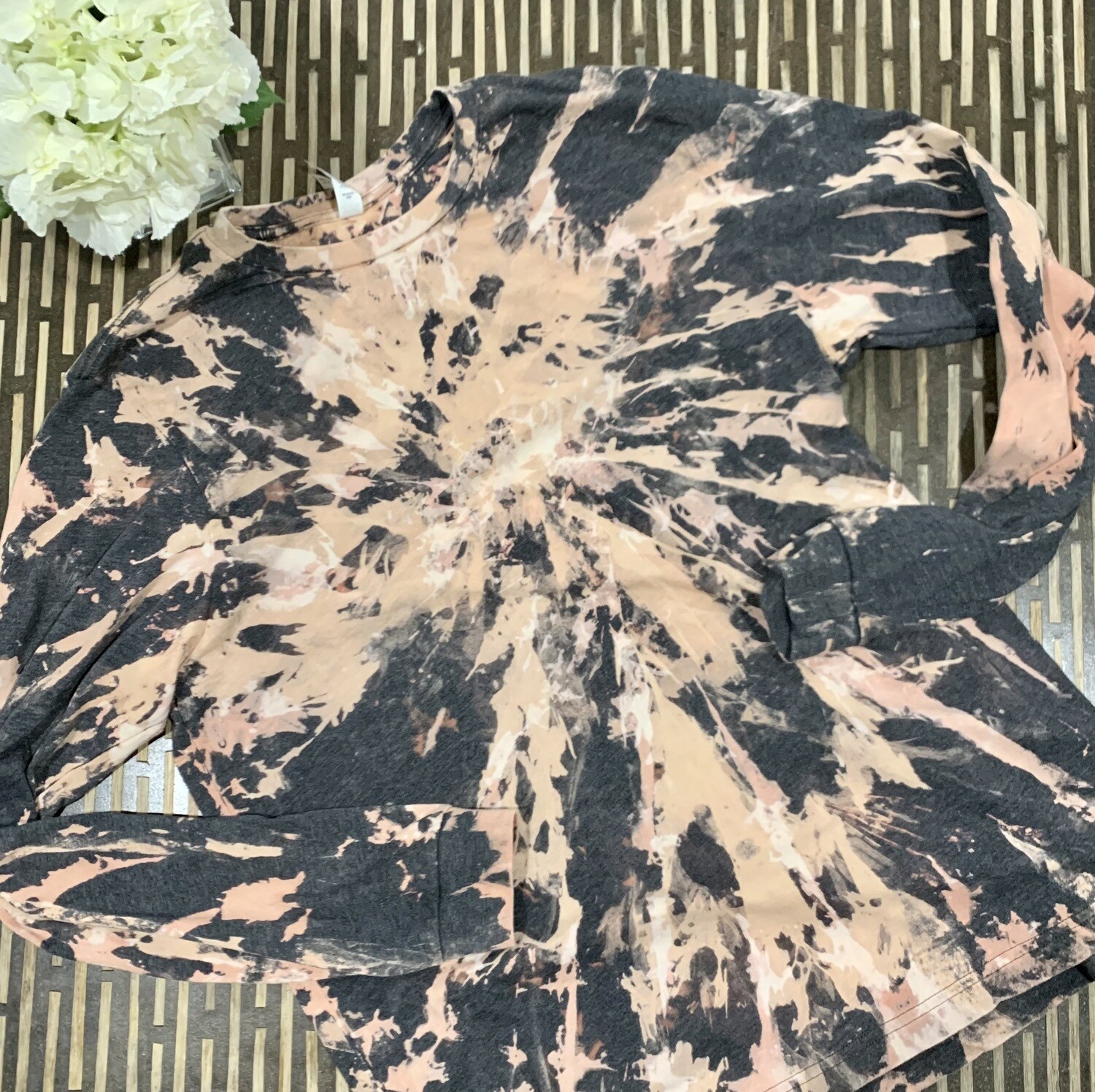 Heather Dark Grey Acid wash, Distressed Spiral Reverse Tie Dye T-shirts