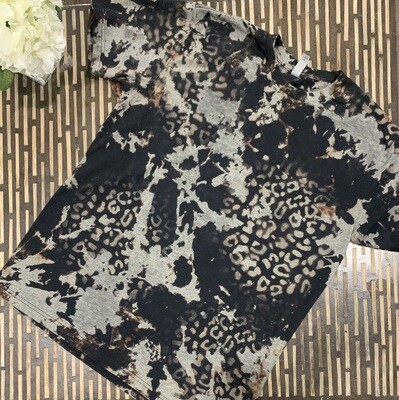 Black Leopard Acid wash, Distressed Reverse Tie Dye T-shirts