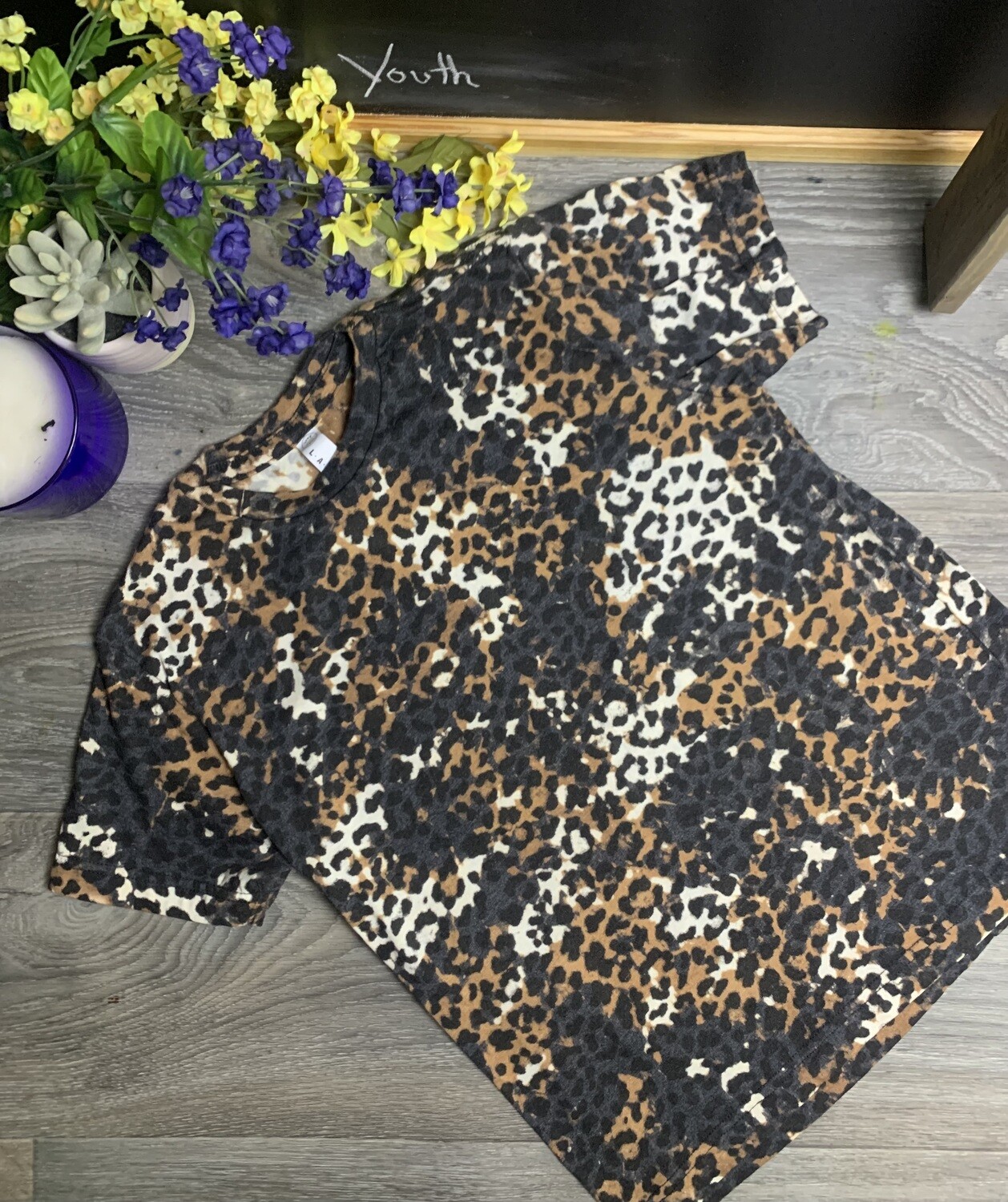 Black Leopard Acid wash, Distressed Reverse Tie Dye T-shirts