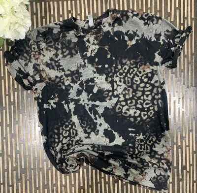 Black Leopard Acid wash, Distressed Reverse Tie Dye T-shirts