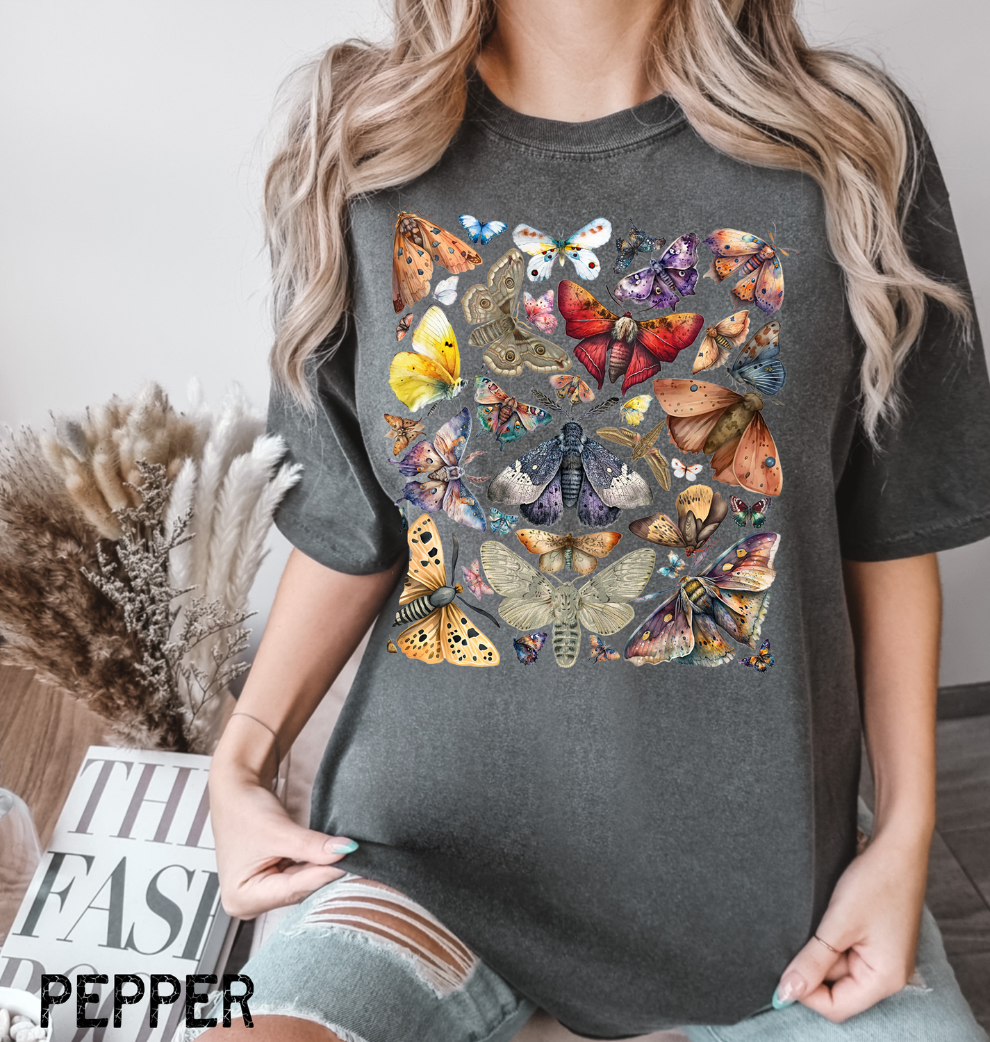 Vintage Moth &amp; Butterfly T-shirt, Comfort Colors Shirt, Cottagecore AestheticShirts, Moth Tees