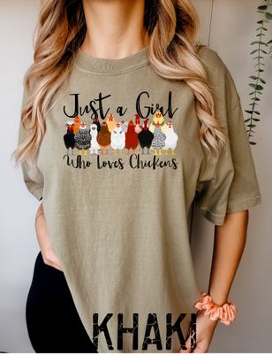 Just a Girl who loves Chickens, Comfort Colors T-shirt, Chicken Lover Tee, Farm Life T-shirt, Farmer Tshirt