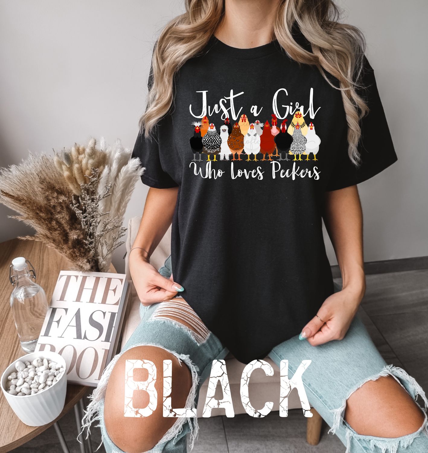 Just a Girl who loves Peckers, Comfort Colors T-shirt, Chicken Lover Tee, Farm Life T-shirt, Funny Chicken Tee, Farmer Tshirt