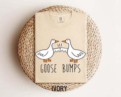 Comfort Colors® T-Shirt for Adults | &quot;Goosebumps&quot; Design with 2 Geese Fist bumping ,  Funny Fist bump Shirt