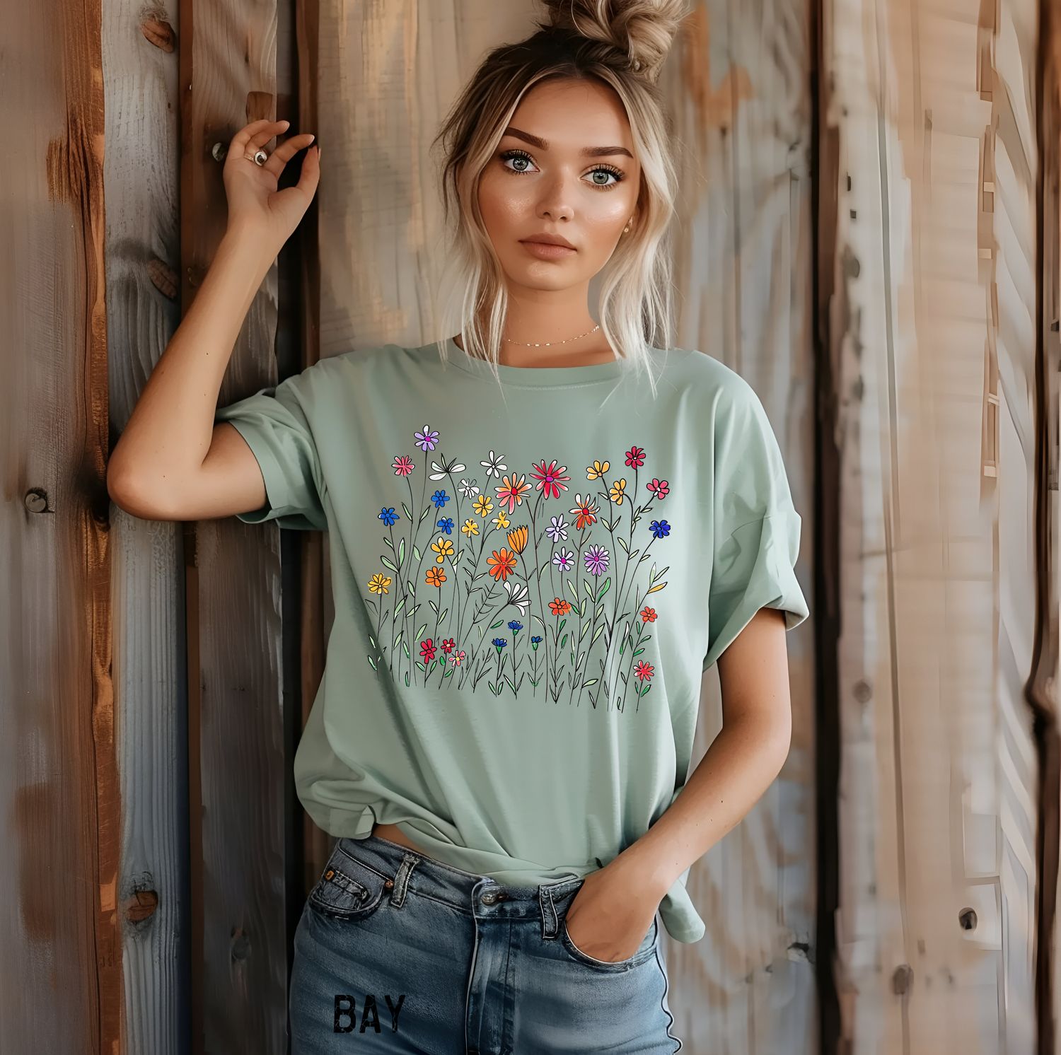Comfort Colors® T-Shirt with Hand drawn Wildflower Design, Nature-Inspired Tee, Botanical Cottagecore Tshirt