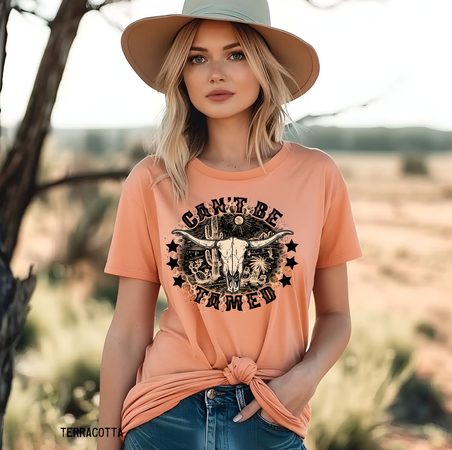 NEW Comfort Colors® Cowgirl T-Shirt | Can&#39;t Be Tamed&quot; Cow Skull Design | Country Western Shirt | Unisex Sizes S-4XL