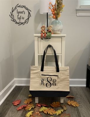 Customizable Canvas Zipper tote
