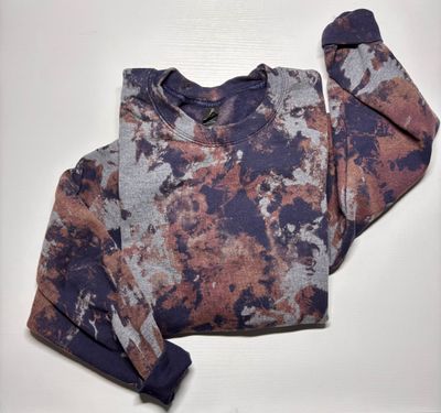 Reverse Tie Dye Acid Wash Crewneck Sweatshirt or Hoodie, Custom Vintage Acid Wash Sweatshirt, Distressed Vintage Look Crew, Hand Dyed Shirts