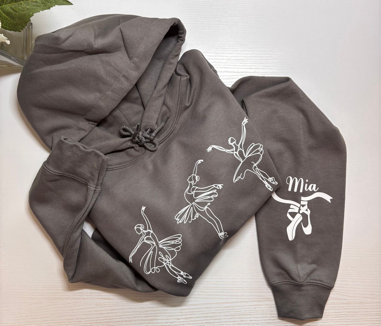 Youth Custom Ballet  Hoodie with Ballerina Line Art &amp; Name