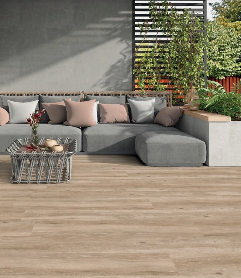Pedro Beige wood Effect Porcelain Tile Outdoor  & Antislip 233 x 1200 x 10 mm (Price Per M2)