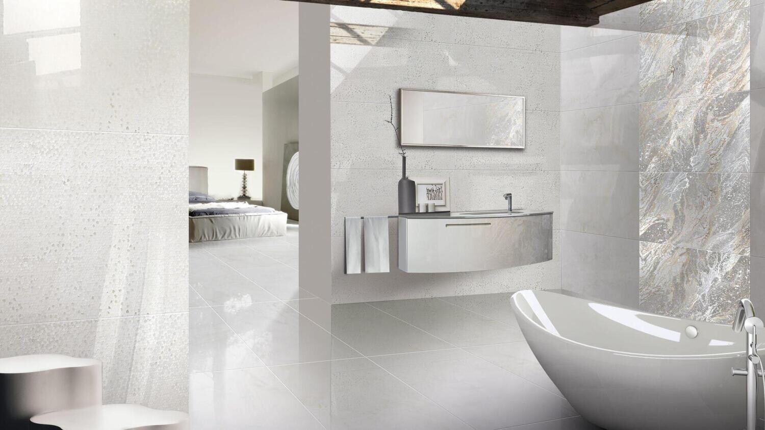 Preziosa White Polished Porcelain Tiles 600 x 1200 x 10 mm (Price per m2)