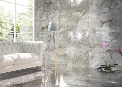 Preziosa Grey Polished Porcelain Tiles 600 x 1200 x 10 mm (Price per m2)