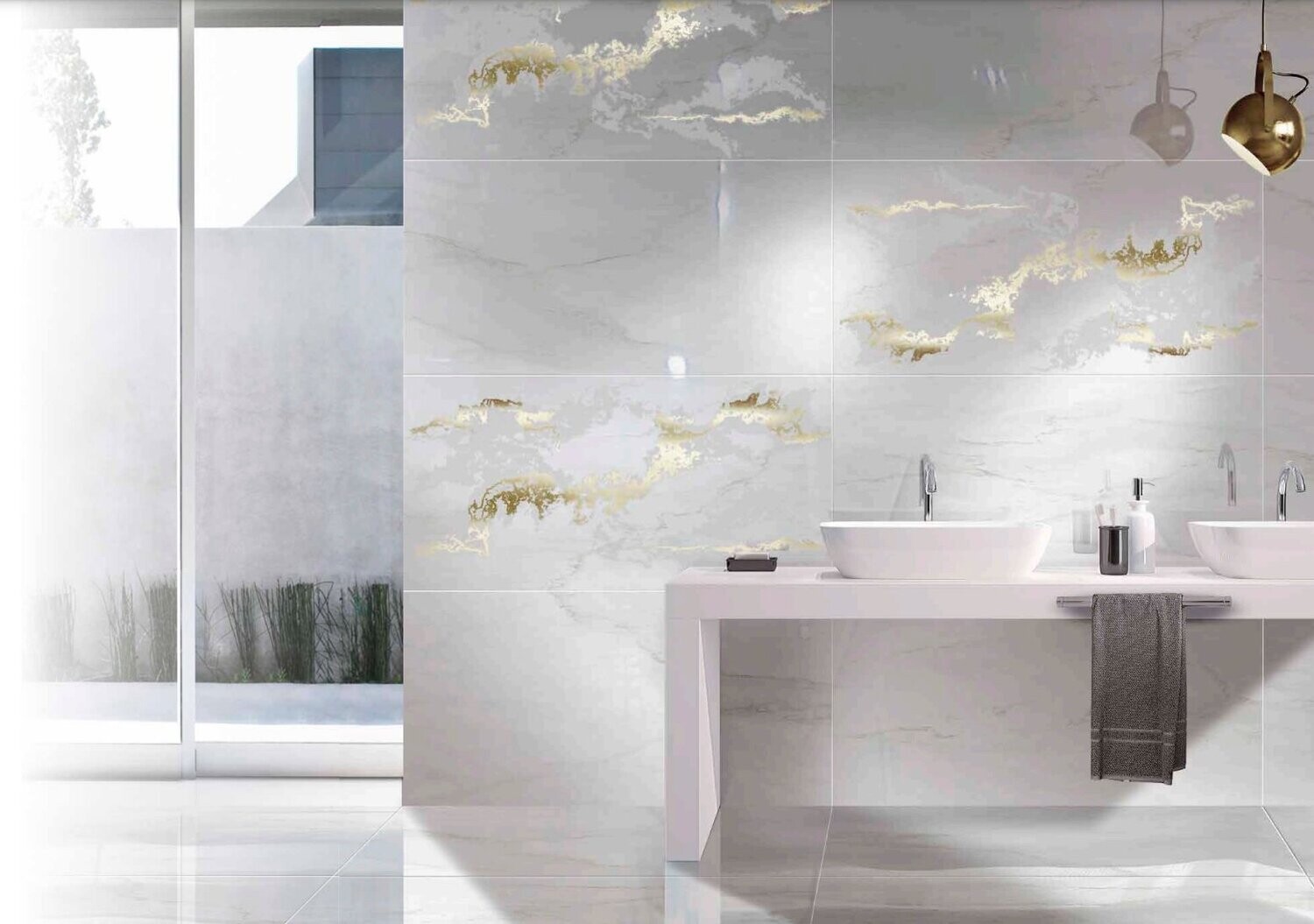 Mercury Gold White Porcelain Tiles (Price per Tile)