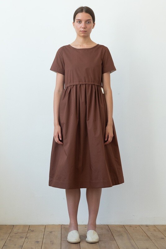 Платье с кулиской коричневого цвета из хлопка