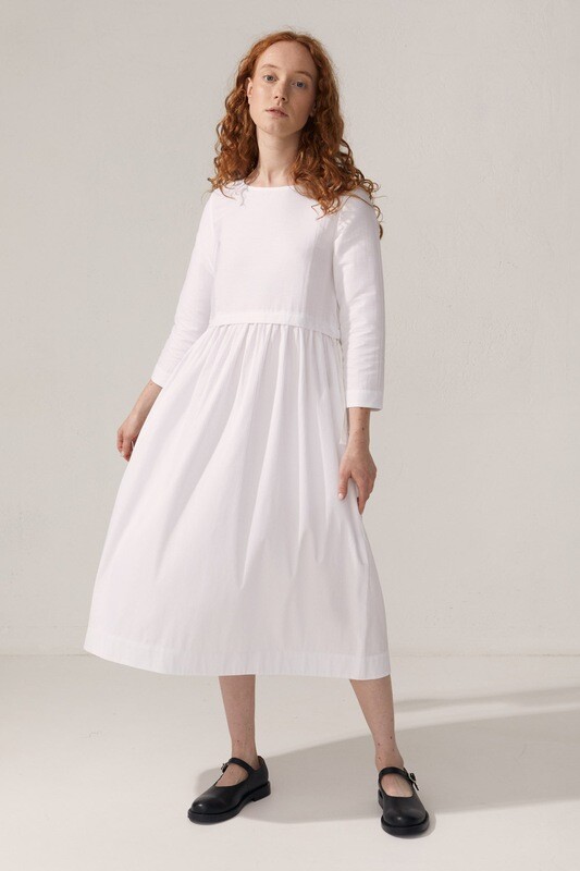 Платье с кулиской из белого хлопка