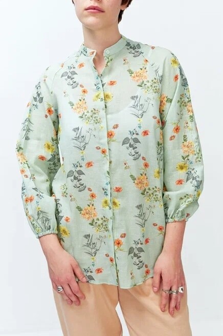 Рубашка покроя реглан из марлёвки с цветами