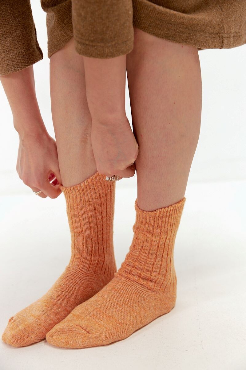 Носки цвета оранжевый "меланж" из шерсти