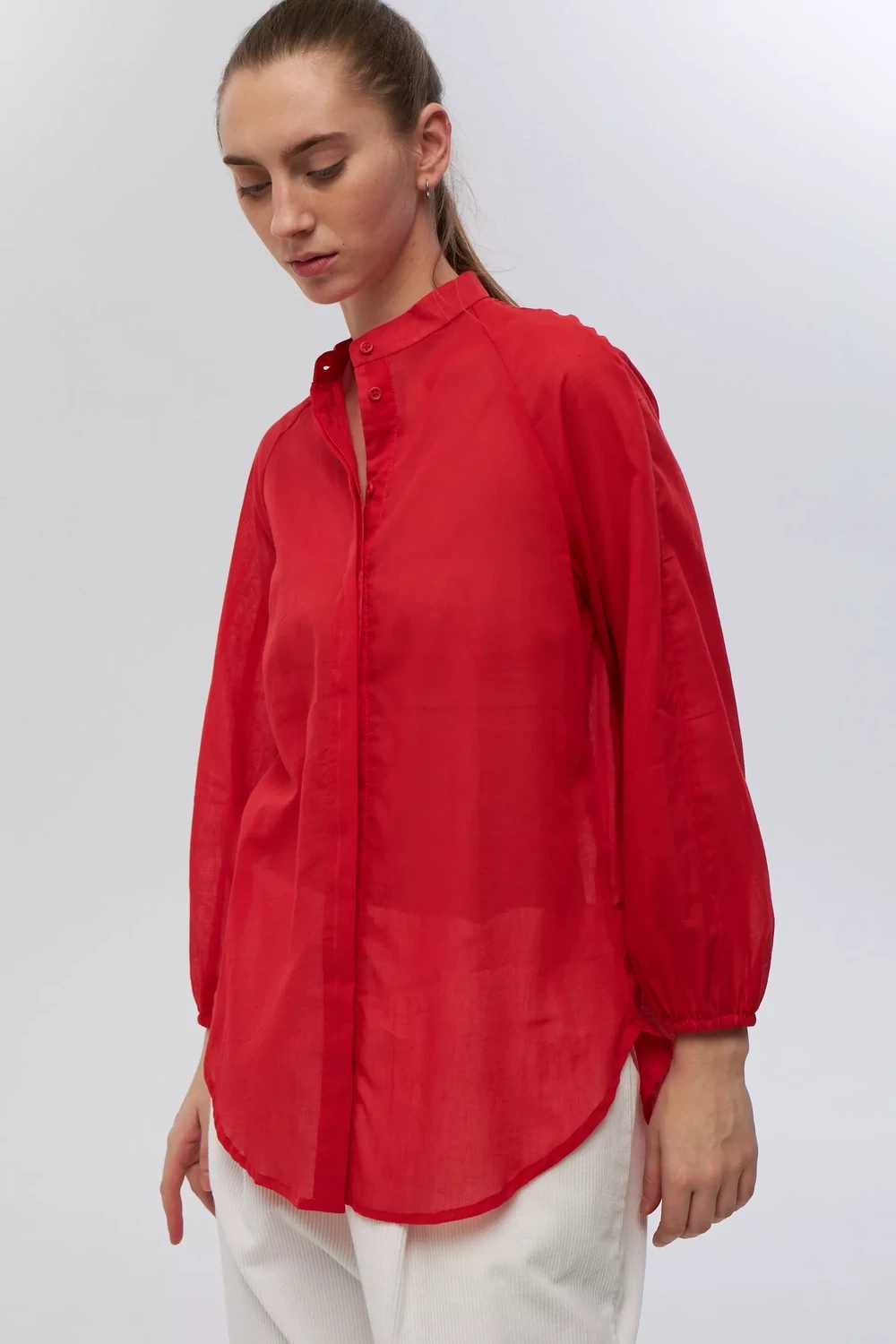Рубашка покроя реглан из красного хлопка