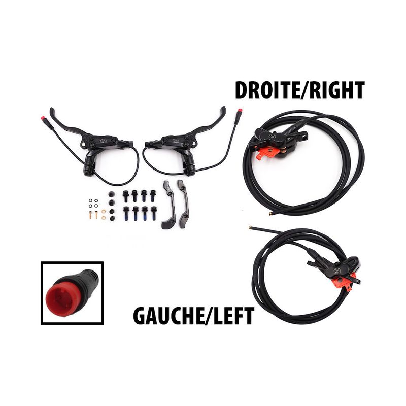 Kit freins hydrauliques 4 pistons FRV connecteur etanche (1x gauche + 1x droite)