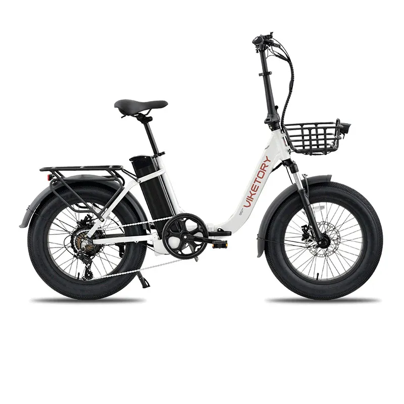 Vélo électrique pliable fatbike GRANIT Blanc cadre ouvert roues larges