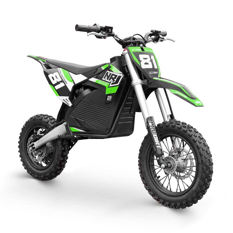 Dirt bike électrique enfant XTRM 81 NRJ 1000W 36V roues 12/10 Vert