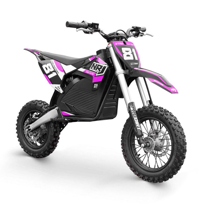 Dirt bike électrique enfant XTRM 81 NRJ 1000W 36V roues 12/10 Rose