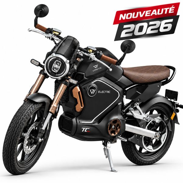 Moto électrique 125 Super Soco TC Max Noir roues à rayons