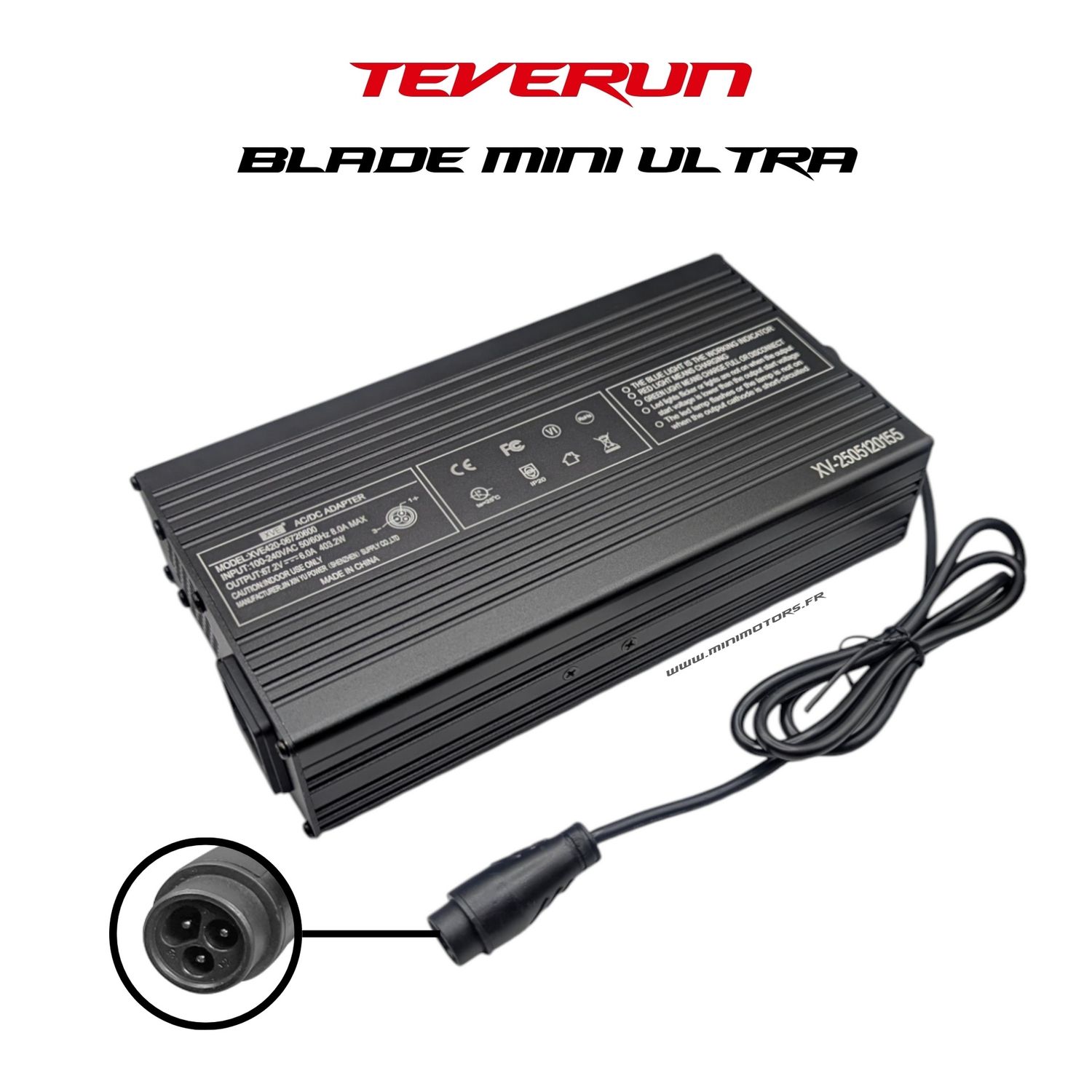 Teverun Fighter 10 & 11 & Mini Pro & Blade Mini Ultra | CHARGEUR RAPIDE 67,2V 6A Teverun Fighter 10 & 11 & Mini Pro & Blade Mini Ultra | CHARGEUR RAPIDE 67,2V 6A