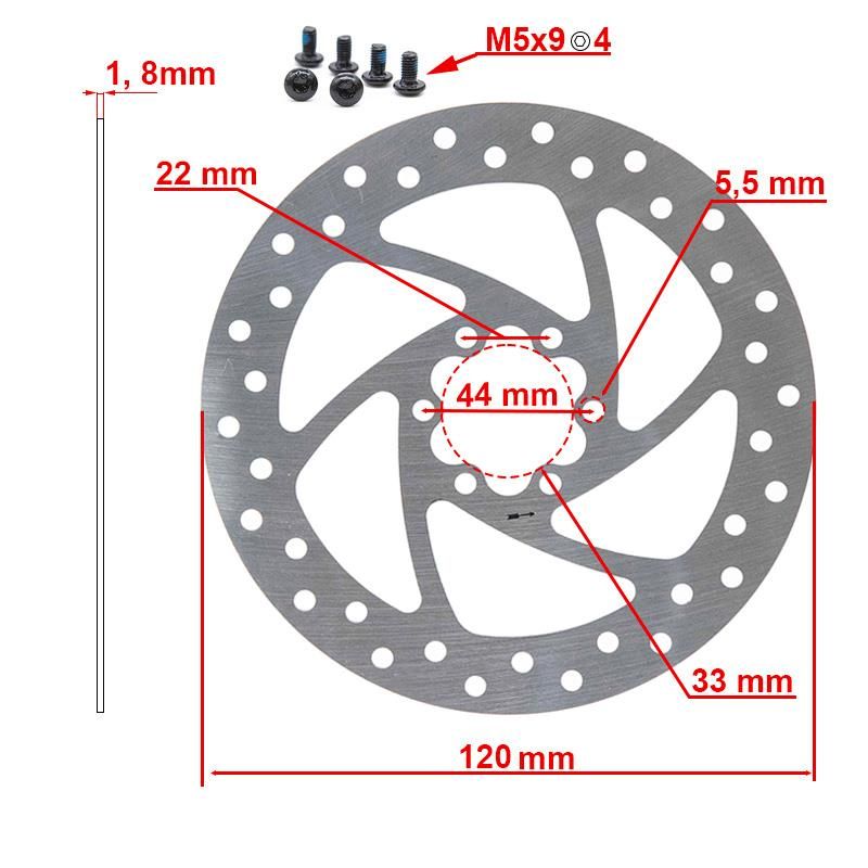 Disque de frein 120mm 6H argent pour Cecotec Outsider/Bongo série A Disque de frein 120mm 6H argent pour Cecotec Outsider/Bongo série A