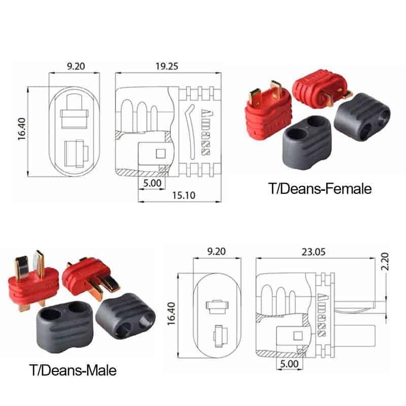 Connecteur T-DEAN Amass avec protecteur - 5M/5F Connecteur T-DEAN Amass avec protecteur - 5M/5F