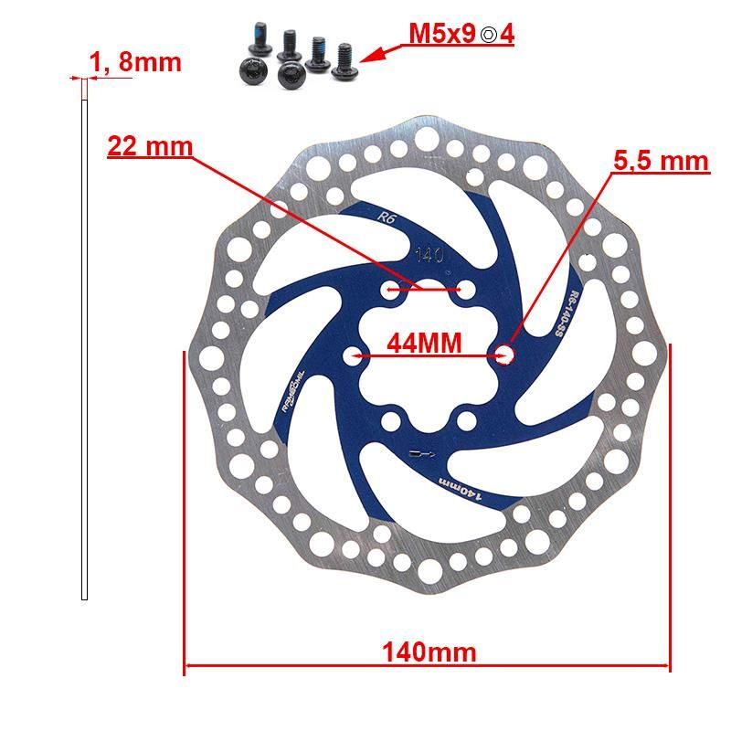 Disque de frein R6.1 140mm 6H bleu Disque de frein R6.1 140mm 6H bleu