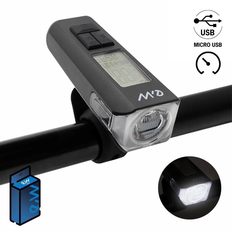 Feu avant rechargeable EWL011 avec affichage de la vitesse, de la température, de l'heure et du kilométrage Feu avant rechargeable EWL011 avec affichage de la vitesse, de la température, de l'heure et du kilométrage