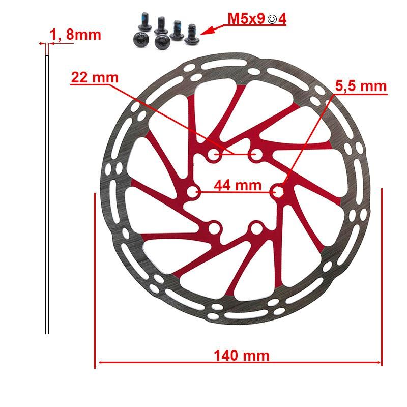 Disque de frein EWD002 140mm 6H rouge Disque de frein EWD002 140mm 6H rouge