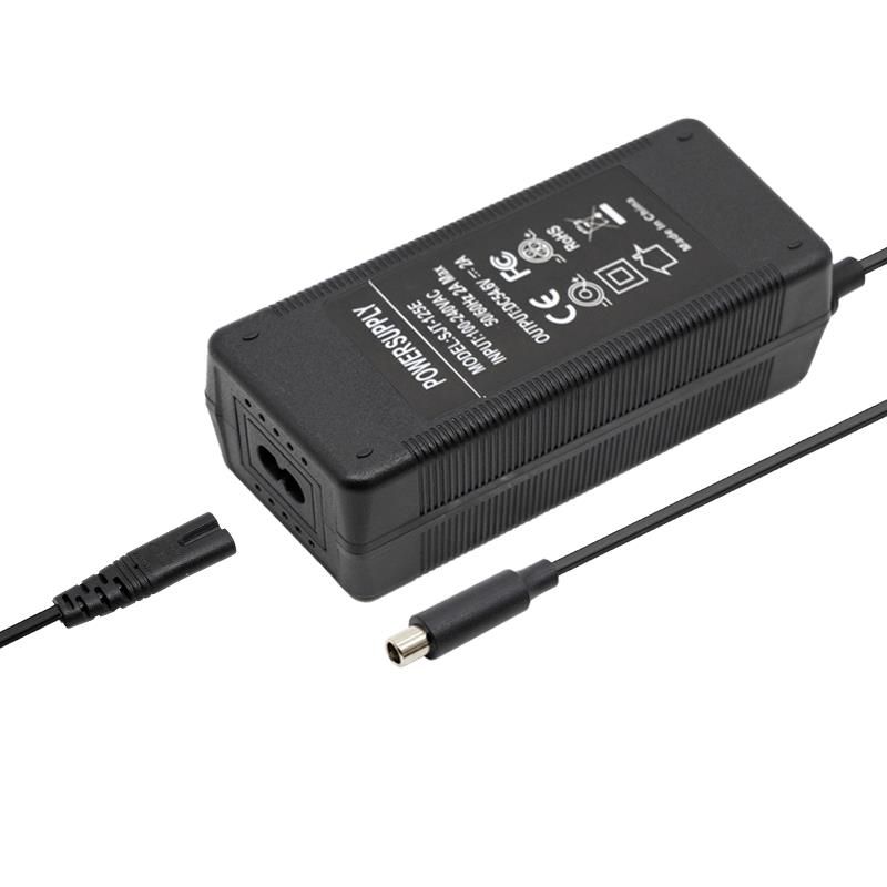 Chargeur 48V 2A (sortie 54,6V) connecteur DC 8mm Chargeur 48V 2A (sortie 54,6V) connecteur DC 8mm