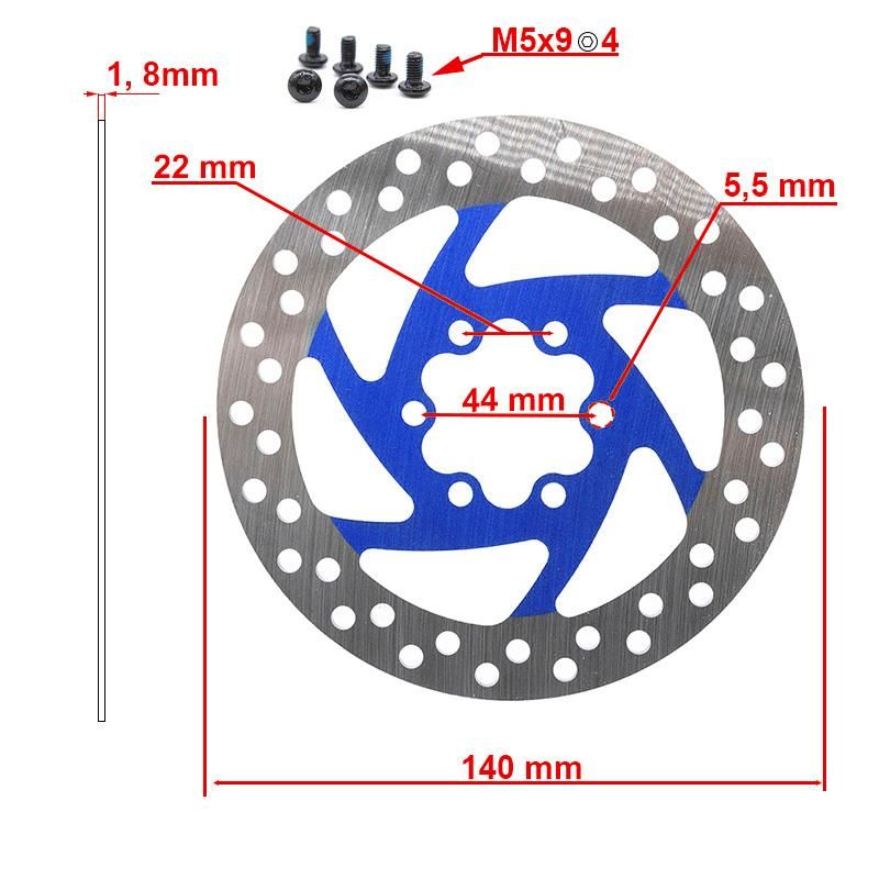 Disque de frein 140mm 6H bleu Disque de frein 140mm 6H bleu