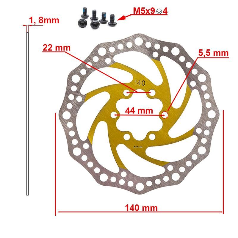 Disque de frein R6,1 140mm 6H jaune Disque de frein R6,1 140mm 6H jaune