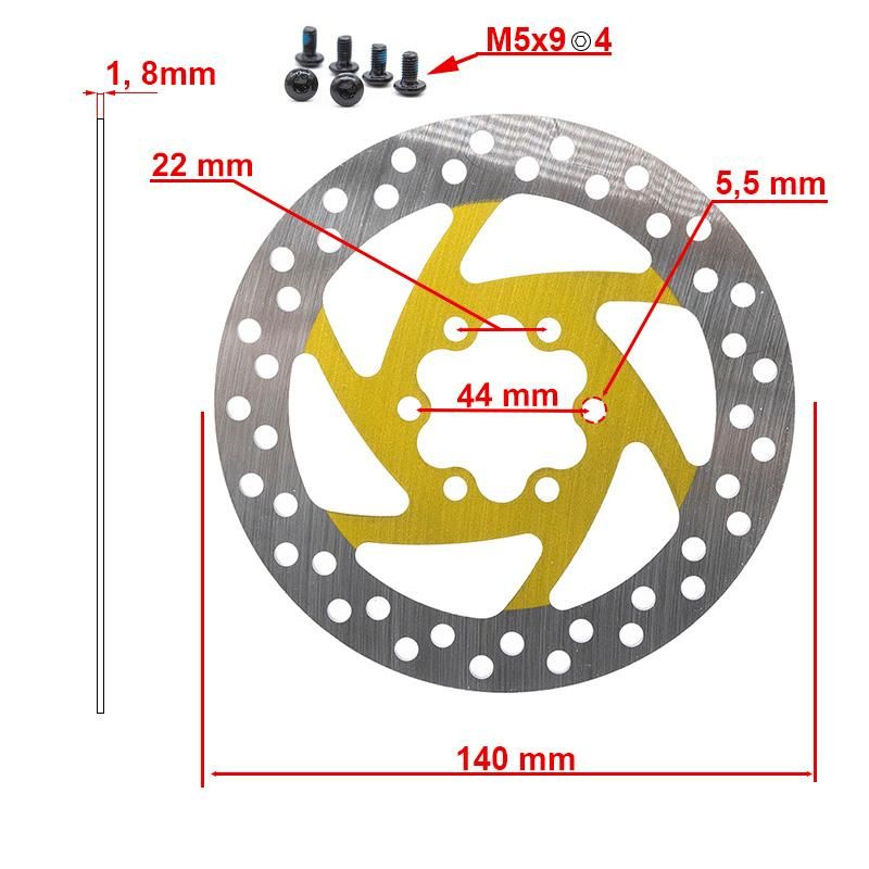 Disque de frein 140mm 6H jaune Disque de frein 140mm 6H jaune