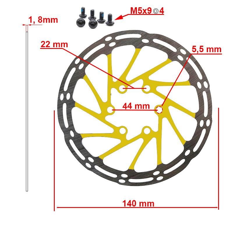 Disque de frein EWD002 140mm 6H jaune Disque de frein EWD002 140mm 6H jaune
