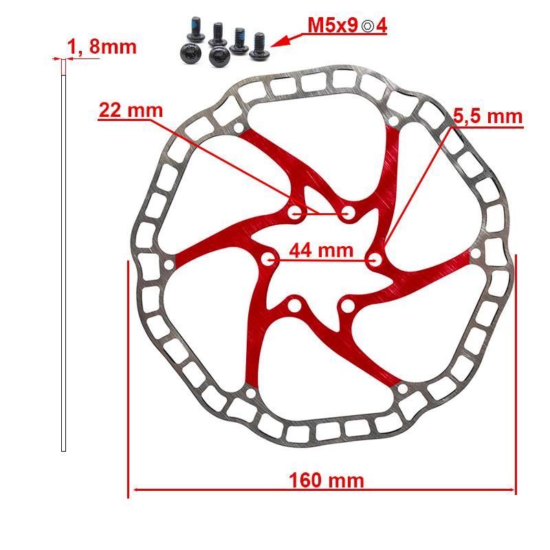 Disque de frein EWD001 160mm 6H rouge Disque de frein EWD001 160mm 6H rouge