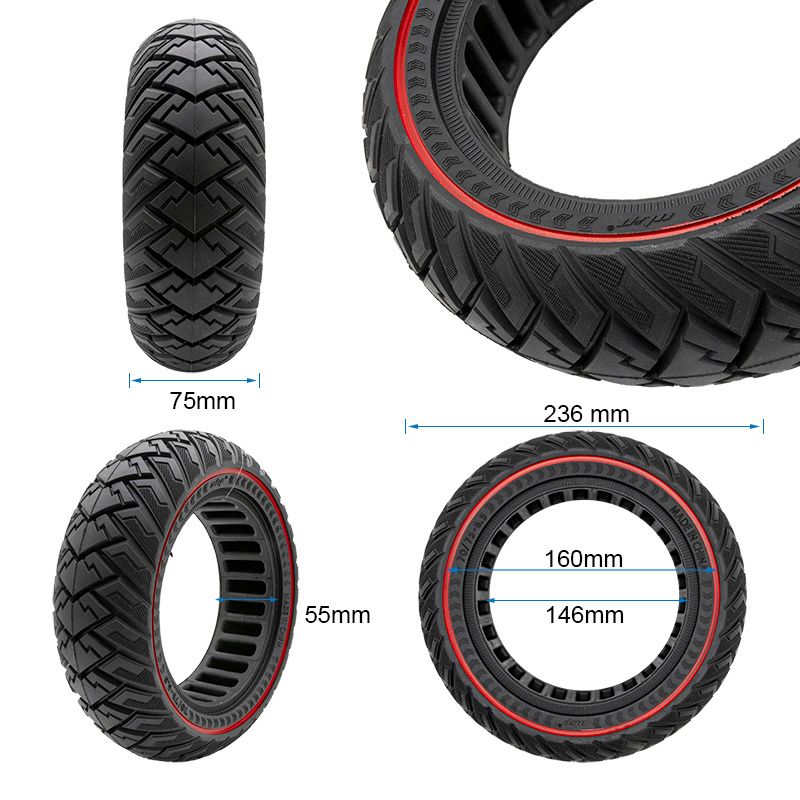 Pneu plein off-road 70/75-6,5 ligne rouge Pneu plein off-road 70/75-6,5 ligne rouge