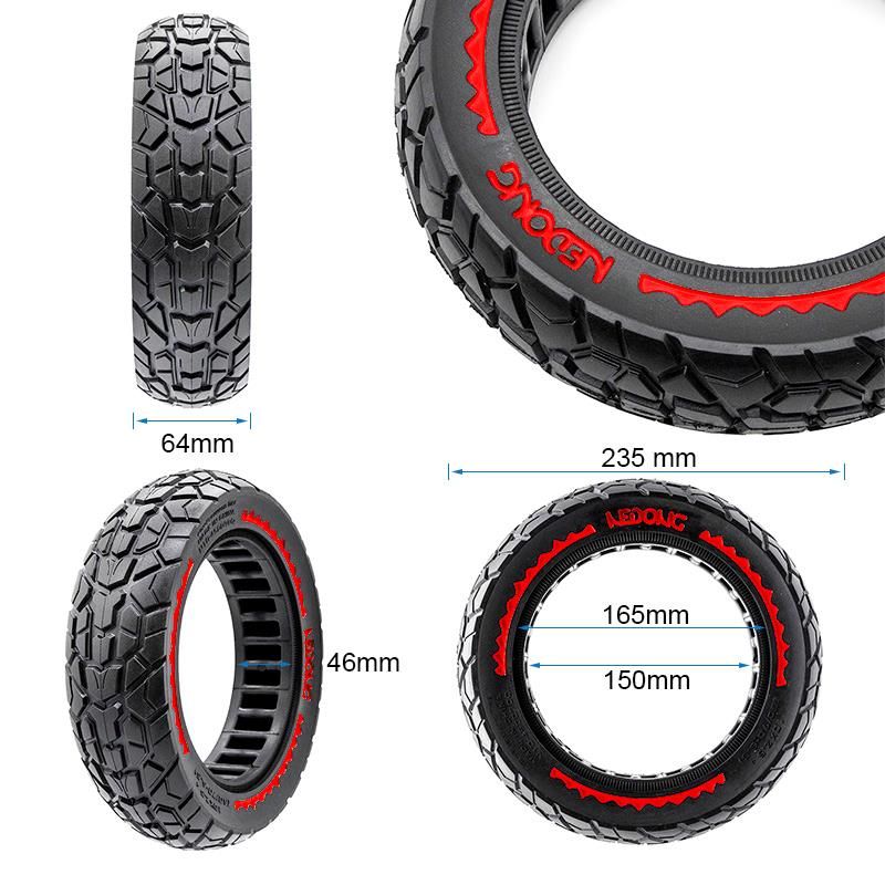 Pneu plein ultraléger Offroad 10x2,5/B44 - rouge Nedong
