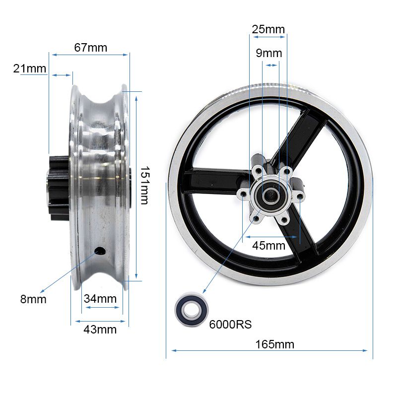 Jante 6/B34mm pour Kugoo kirin M4